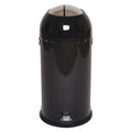 10 gal Round Step-On Can, Black, Foot Pedal, Steel