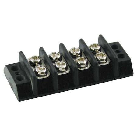 Terminal Strip, 4 Pole, 2 Row, 15 A, 300 V AC, 14 AWG, Screw Termination