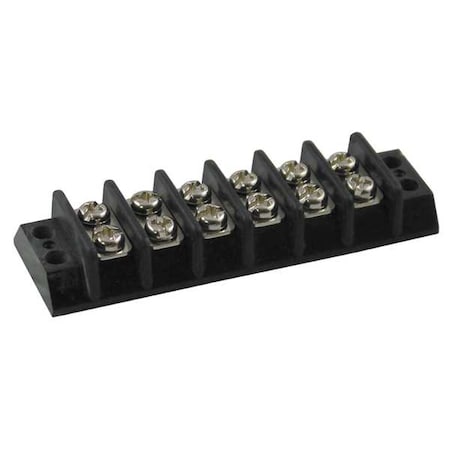 Terminal Strip, 6 Pole, 2 Row, 15 A, 300 V AC, 14 AWG, Screw Termination