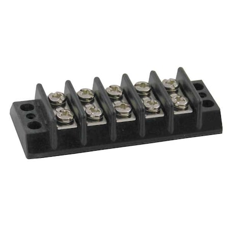 Terminal Strip, 5 Pole, 2 Row, 20 A, 300 V AC, 12 AWG, Screw Termination