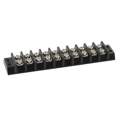 Terminal Strip, 10 Pole, 2 Row, 15 A, 300 V AC, 14 AWG, Screw Termination