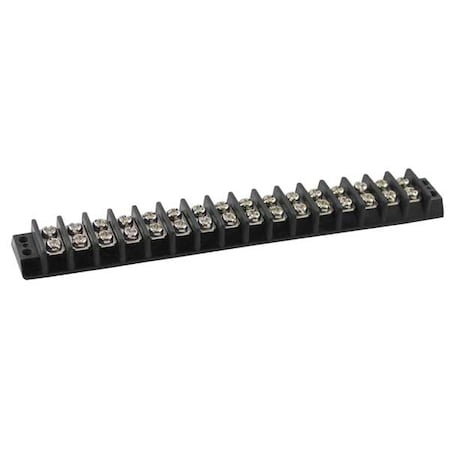 Terminal Strip, 16 Pole, 2 Row, 15 A, 300 V AC, 14 AWG, Screw Termination