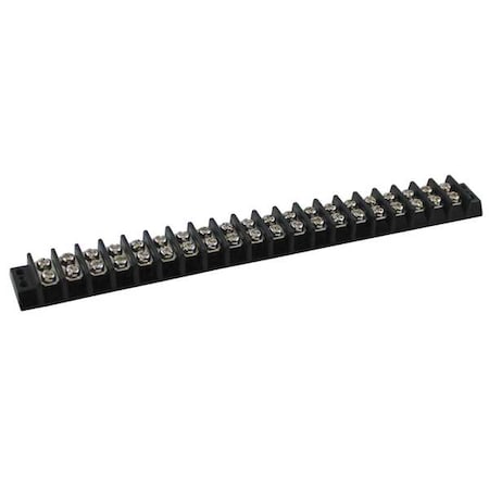 Terminal Strip, 20 Pole, 2 Row, 15 A, 300 V AC, 14 AWG, Screw Termination