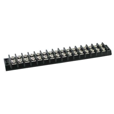 Terminal Strip, 16 Pole, 2 Row, 20 A, 300 V AC, 12 AWG, Screw Termination