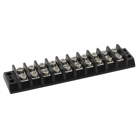 Terminal Strip, 10 Pole, 2 Row, 20 A, 300 V AC, 12 AWG, Screw Termination