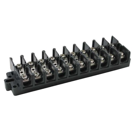 Terminal Strip, 10 Pole, 2 Row, 60 A, 600 V AC, 6 AWG, Screw Termination