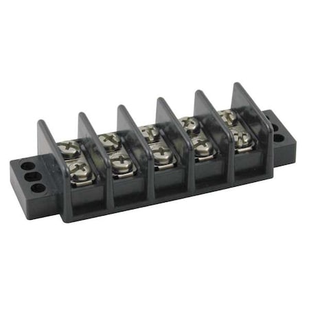 Terminal Strip, 5 Pole, 2 Row, 30 A, 600 V AC, 10 AWG, Screw Termination