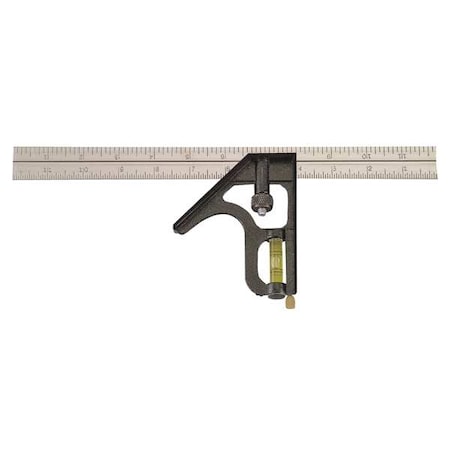 Combination Square, 12 In, Zinc Steel Head