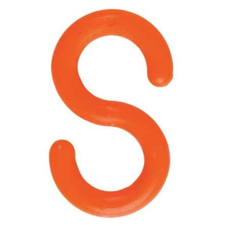 S-Hook for Plastic Chain Barrier, Orange, 2 3/10 in Length, Gloss