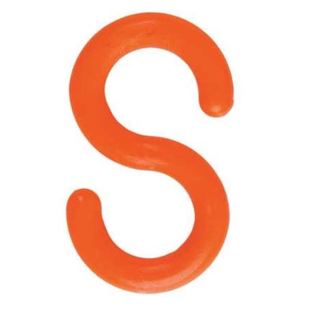 S-Hook for Plastic Chain Barrier, Orange, 2 93/100 in Length, Gloss
