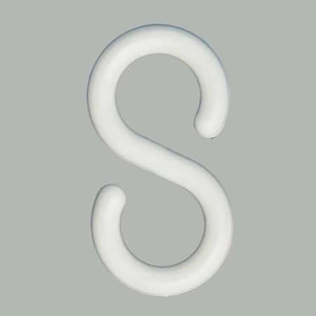 S-Hook for Plastic Chain Barrier, White, 2 93/100 in Length, Gloss