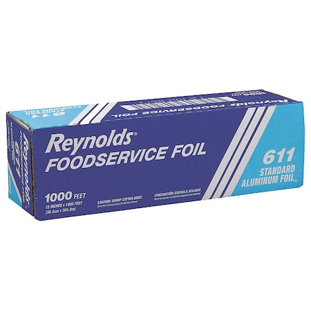Aluminum Foil Roll, 1000 ft L, 12 in W, Med