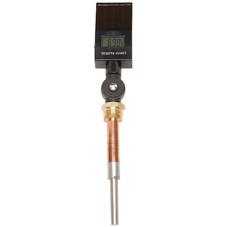 Digital Solar Powered Thermometer, -50 Degrees to 300 Degrees F, Stem Length: 6 in