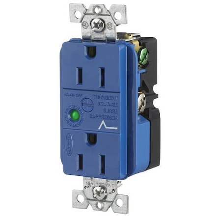 Duplex Straight Blade Receptacle, 5-15R, 15 A, 125V AC, 2 Pole, 3 Wire, Flush Mount, Grounded