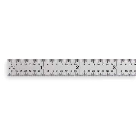 Steel Rule, Flexible, 12In, 32/64/10/100ths