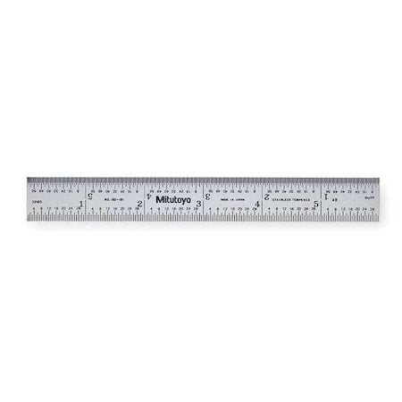 Steel Rule, Rigid, 6x3/4 In, 8/16/32/64ths