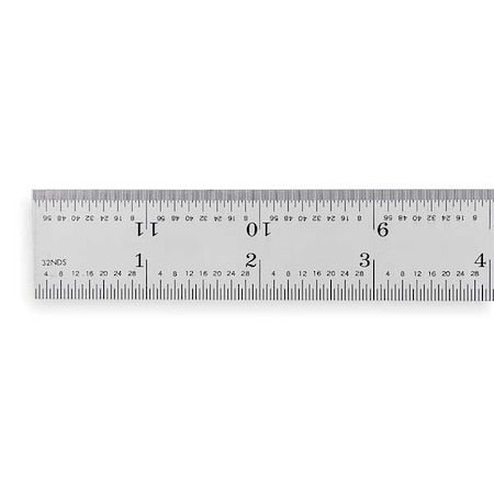 Steel Rule, Rigid, 12 In, 8/16/32/64ths