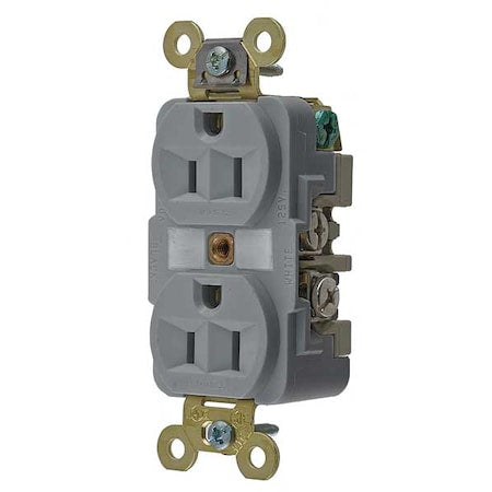 Straight Blade Receptacle, 5-15R, 15 A, 125V AC, 2 Pole, 3 Wire, Flush Mount, Grounded