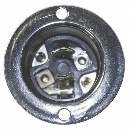 Midget Flanged Locking Inlet, 15 A, 125V AC, Single Phase, 2 Pole, Screw Terminals, Black