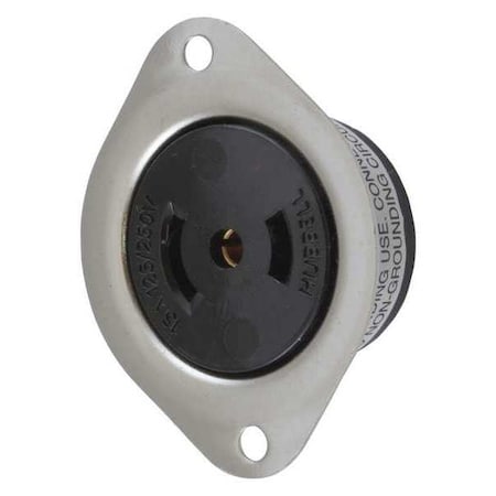 Midget Flanged Locking Receptacle, ML-3R, 15 A, 125/250V AC, Single Phase, 3 Pole, Screw Terminals