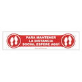 Spanish Social Distancing Floor Sign, 4 in H, 17 in W, Vinyl, Spanish, 170588