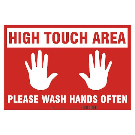 High Touch Area Floor Sign, 14 in H, 18 in W, Vinyl, Rectangle, English, SGF408T1218