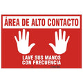 Spanish Area De Alto Contacto Floor Sign, 14 in H, 18 in W, Vinyl, Rectangle, Spanish, SGF410T1218
