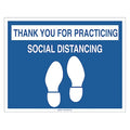 Social Distancing Floor Sign, 14 in H, 18 in W, Vinyl, Rectangle, English, FS-1418-002