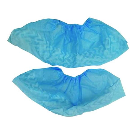 Shoe Covers, Polypropylene, Slip Resistant, 6 in Overall Height, Elastic Closure, Blue, PK100
