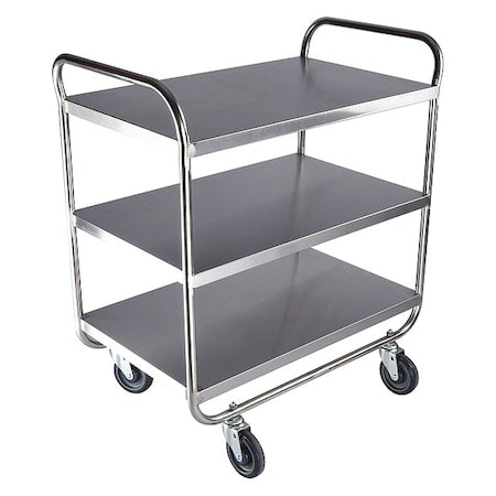 Utility Cart, Stainless Steel, 500 lb Load Capacity, 36 in L, 23 in W, 40 1/8 in H, No Handle Handle
