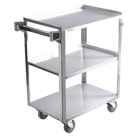 Utility Cart, Stainless Steel, 300 lb Load Capacity, 27 1/2 in L, 16 1/4 in W, 32 1/8 in H