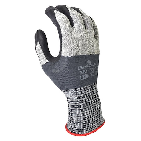 Coated Gloves, Nitrile, Smooth, Palm and Fingers, Not Rated Abrasion Level, Black/Gray, 2XL (10)