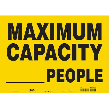 Maximum Capacity _ People, 14 in W x 10 in H, Vinyl, 60GK40