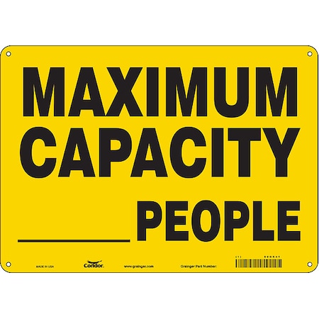 Maximum Capacity _ People, 14 in W x 10 in H, Plastic, 60GK41