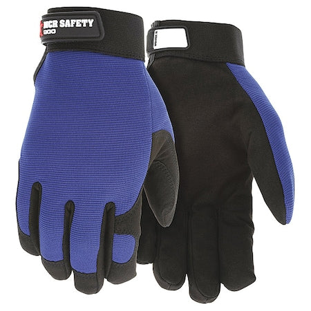 Mechanics Gloves, Spandex Back, 3 Abrasion Level, Black/Blue, XL