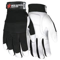 914 Mechanics Gloves, Goatskin Palm, Spandex Back, 3XL, Black/White
