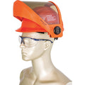 Hard Hat, Includes Face Shield, 4-Point Ratchet Suspension, Type 1, Class E, Hi-Vis Orange