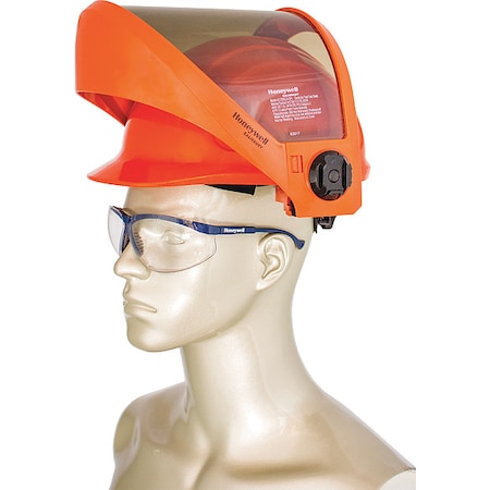 Hard Hat, Includes Face Shield, 4-Point Ratchet Suspension, Type 1, Class E, Hi-Vis Orange