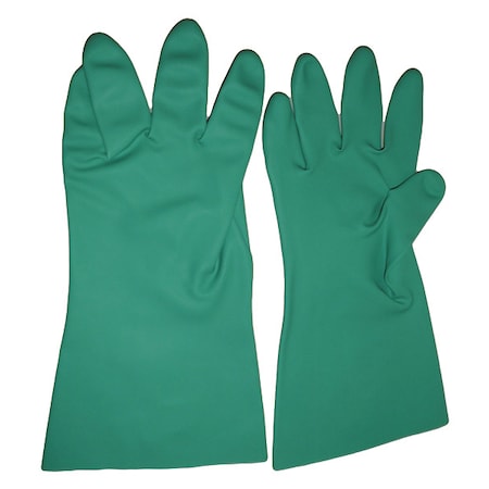 Chemical-Resistant Gloves, Nitrile, 15 in L, 22 mil, Green, XL, 1 PR