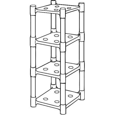 Plastic Shelving, 14 in D, 14 in W, 37 in H, 4 Shelves, Gray