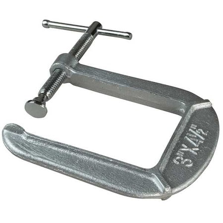 C-Clamp, 3 in Maximum Opening, Gray