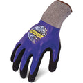 Coated Glove, Nitrile, Sandy, Palm, Not Rated Abrasion Level, Black/Blue/Gray, XS (6)
