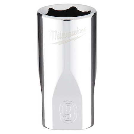 1/4 in. Drive 9mm Metric 6-Point Socket with FOUR FLAT Sides