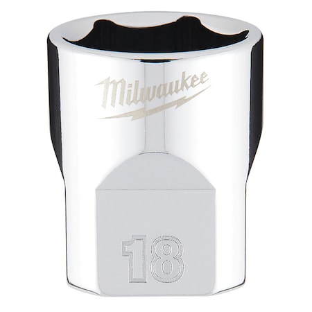 3/8 in. Drive 18mm Metric 6-Point Socket with FOUR FLAT Sides