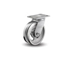 6"" X 2"" Cast Iron V Grove Swivel Caster, No Brake, Loads Up To 1000 lb