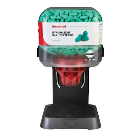 HL400 Earplug Dispenser, Foam, Contoured-T, 30 dB NRR, Uncorded, 400 Pairs Per Pkg