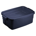 Stack & Nest Storage Tote W/ Lid, 3 gal, 15-3/4 in L x 10-5/8 in W x 7 in H, Dark Indigo Metallic