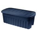 Stack & Nest Storage Tote W/ Lid, 50 gal, 43 in L x 21-1/4 in W x 17-7/8 in H, Dark Indigo Metallic