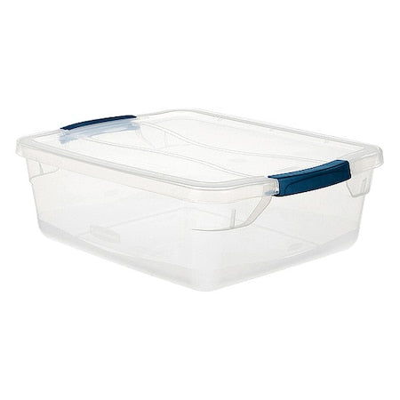 Stack & Nest Storage Tote W/ Lid, 4 gal, 18-3/4 in L x 13-3/8 in W x 6-5/8 in H, Clear