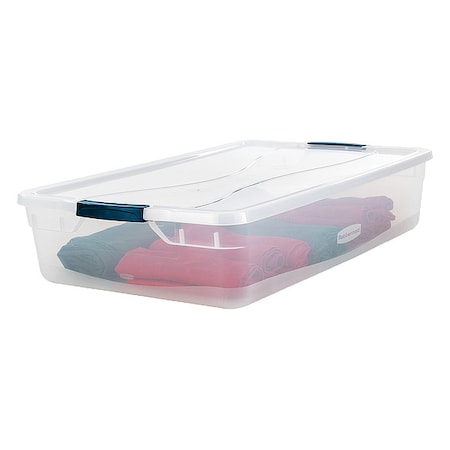 Stack & Nest Storage Tote W/ Lid, 10.3 gal, 29 in L x 17-3/4 in W x 6-1/8 in H, Clear